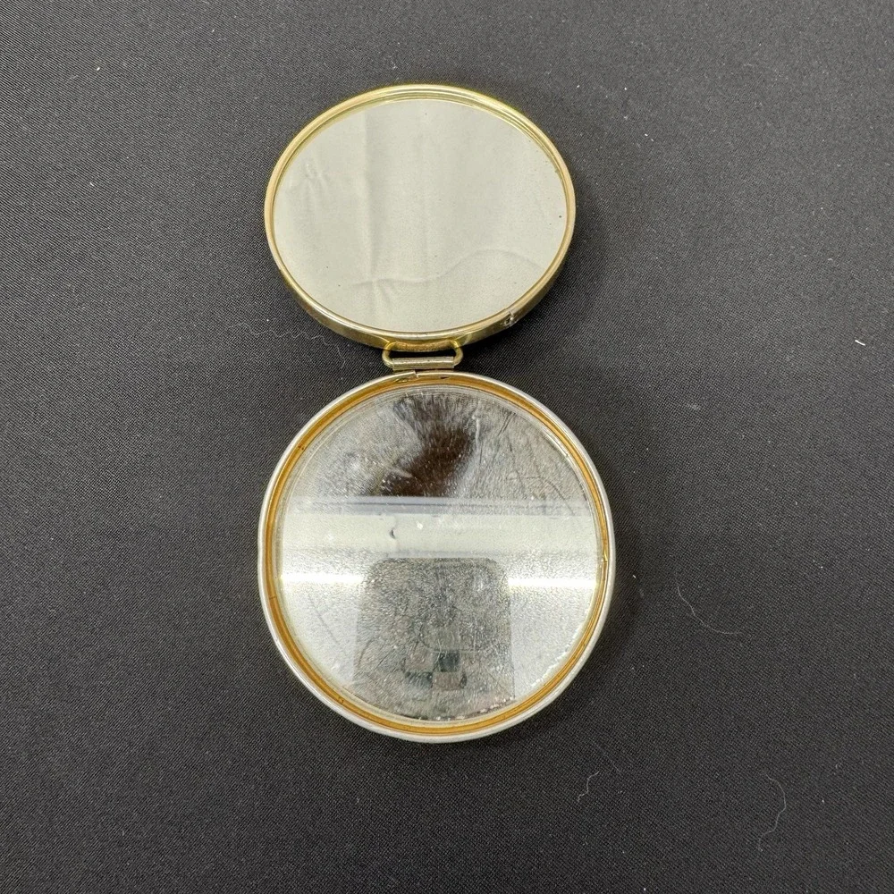 Vintage Ladies Fold Out‎ Mirror Compact with Stand Floral Pattern 251628